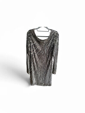 Aidan Mattox Metallic Long Sleeve Dress Like New